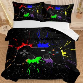 Black Video Game Comforter For Girls Boys Red Blue Green Purple Yellow Ink Game Controller Bedding Boy Bedroom Living Bed Decor With 1 Comforter (Option: Full-Black)