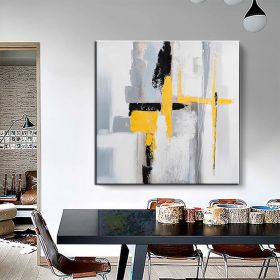 Hand Painted Oil Paintings Black and white gold Modern Abstract Oil Paintings On Canvas Wall Art Decorative Picture Living Room Hallway Bedroom L (style: 01, size: 80x80cm)
